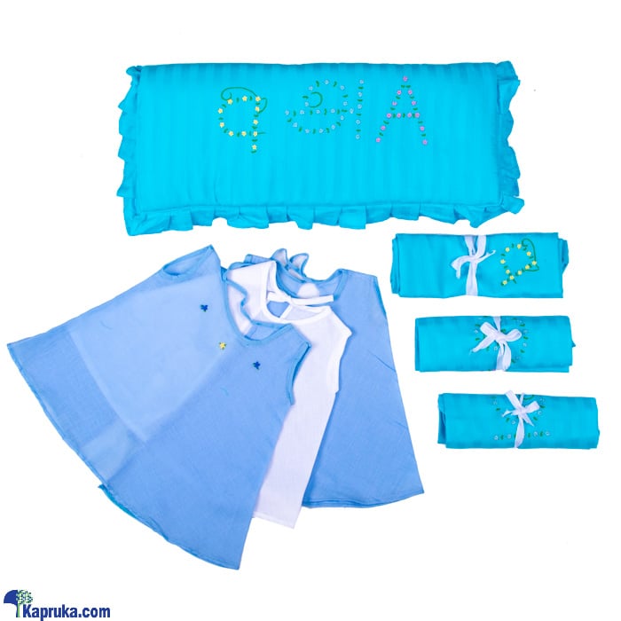 Three Languages Baby Hand Quilt Gift Set With Hand Embroidery Shirts - Blue , Best Gift For Newborn Baby Boy -With Pillows Online at Kapruka | Product# babypack00594_TC1