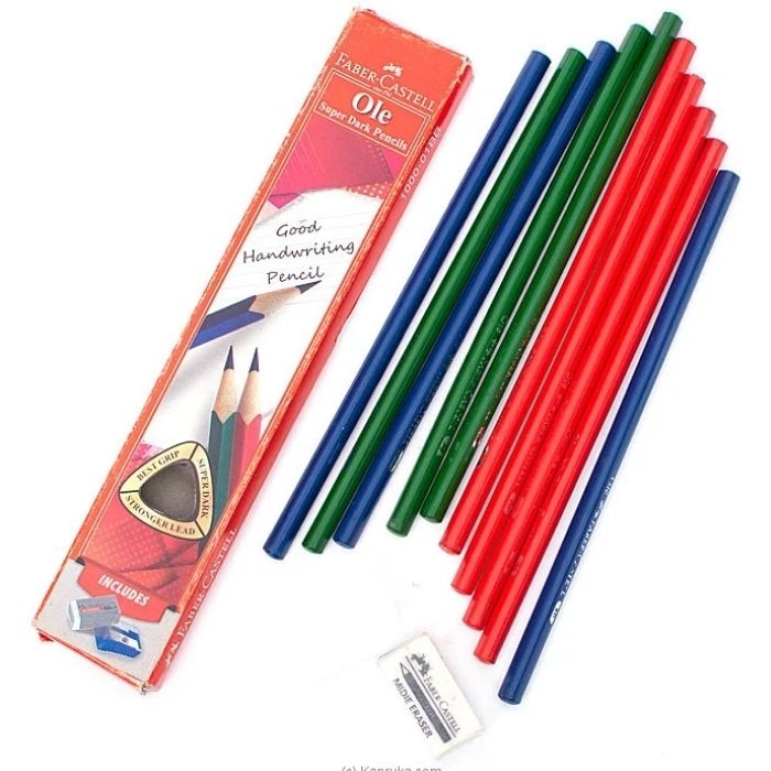 Faber- Castell Ole Super Dark Pencils 10pcs With Eraser - FC1000- 01BB Online at Kapruka | Product# childrenP0785