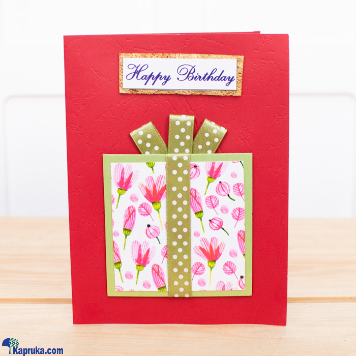 Green - Pink Gift Parcel Handmade Birthday Greeing Card Online at Kapruka | Product# greeting00Z442