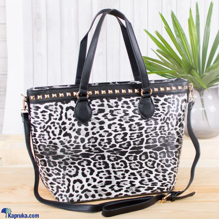 Ladies Leopard Skin Tote Bag- Black And White Online at Kapruka | Product# fashion002590