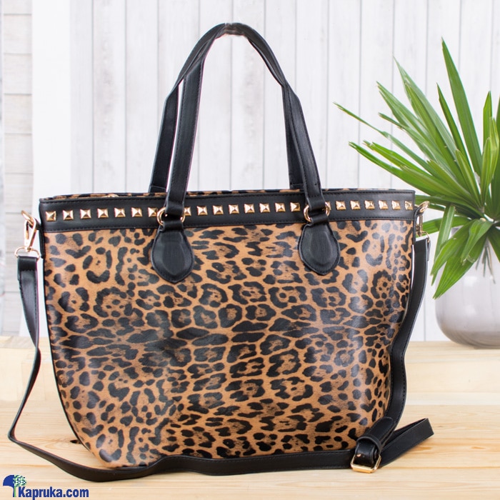 Ladies Leopard Skin Tote Bag- Black And Brown Online at Kapruka | Product# fashion002591