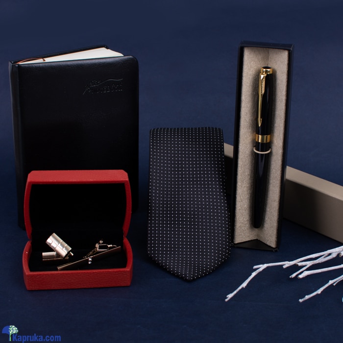 Boss Essentials Men's Gift Set With Note Book, Signature Pen, Cufflink, Tie Pin And Tie- Gift For Him- Gift For Dad- Gift For Boss Online at Kapruka | Product# giftset00381
