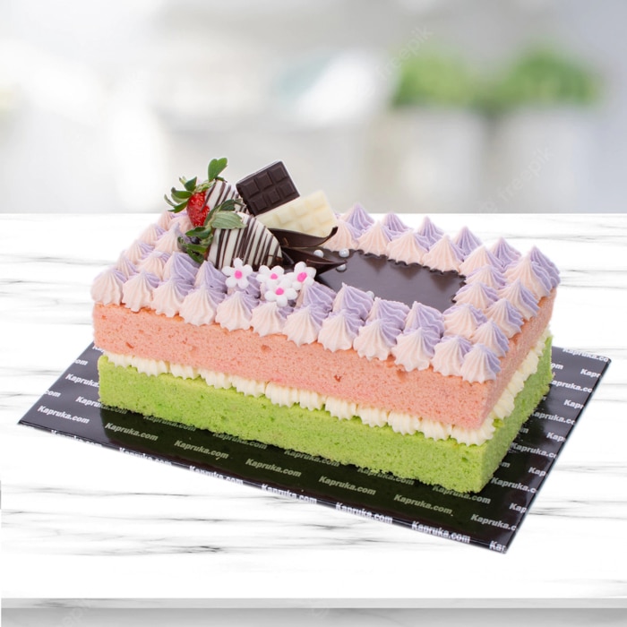 Strawberry Topped Ribbon Cake Online at Kapruka | Product# cake00KA001325