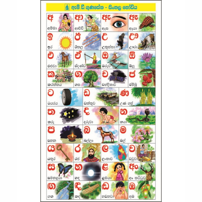 Alphabet Chart Sinhala (MDG) - 10054673 Online at Kapruka | Product# book00169