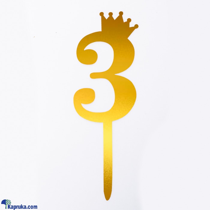 Acrylic Cake Topper No. 3 Golden Online at Kapruka | Product# partyP00160