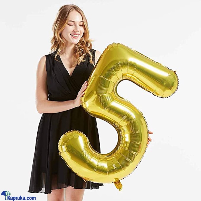 40 Inch Birthday Foil Balloon Number 5, Helium Balloon, Party Decoration (gold) Online at Kapruka | Product# baloonX00145