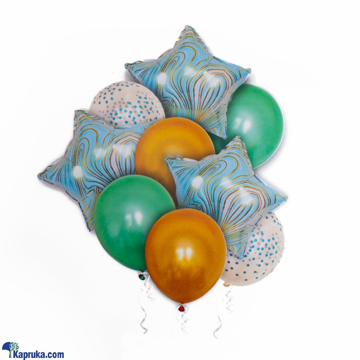 Green And Gold Stars Balloons For Party, Party Decoration Pack Of 9 Balloons Online at Kapruka | Product# baloonX00169
