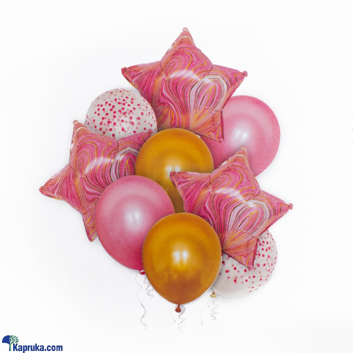 Pink And Gold Stars Balloons For Party, Party Decoration Pack Of 9 Balloons Online at Kapruka | Product# baloonX00170