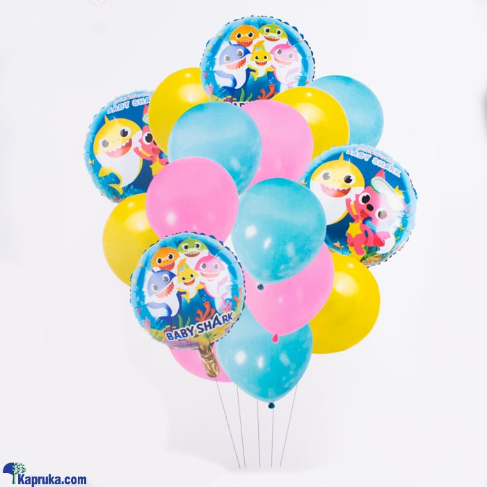 Baby Shark Cartoon Theme Foil Balloon Set, 16 Pcs Set For Birthday Decoration Blue Online at Kapruka | Product# baloonX00171