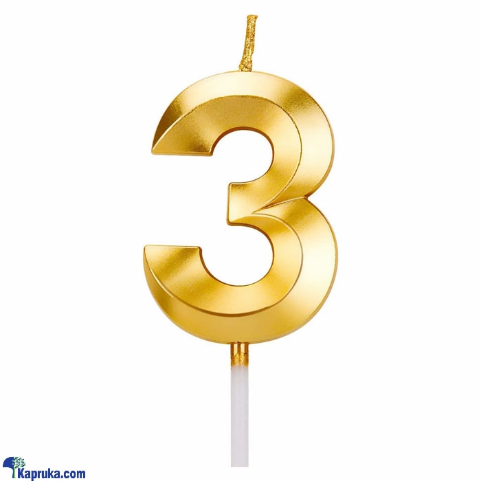 Number 3 Smokeless Candle For Birthday, Anniversary, Cake Topper ( 5cm) - Gold Online at Kapruka | Product# candles00133