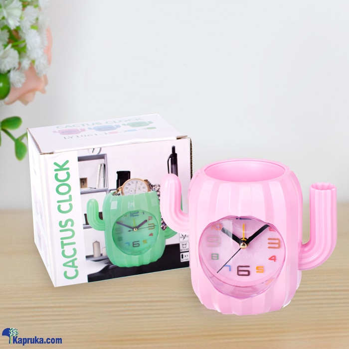 Cactus Shaped Clock With Pen Holder Pink Online at Kapruka | Product# ornaments00889_TC1