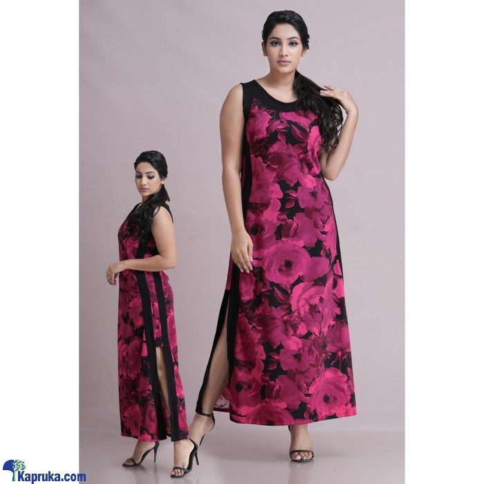 Printed Midnight Rose Stretch Dress - Magenta Online at Kapruka | Product# clothing05427