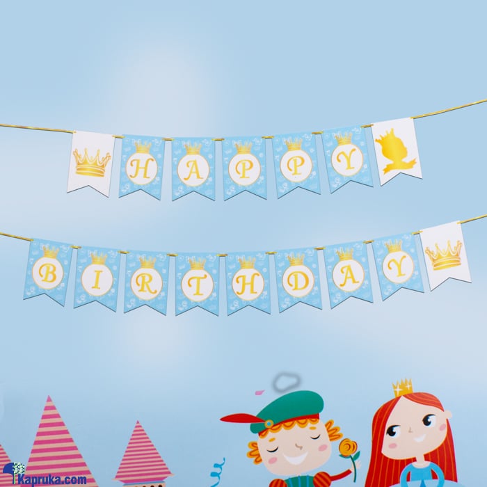 Happy Birthday Banner For Party Decorations, Swallowtail Flag Happy Birthday Sign, Gold Happy Birthday Banner (blue) Online at Kapruka | Product# partyP00184