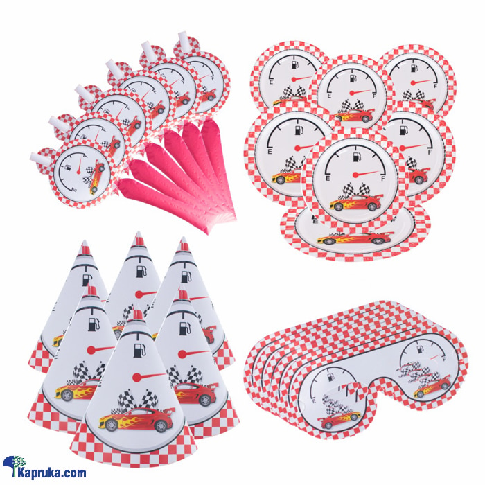 4 In 1 Cars, Race Theme Birthday Decorations With 6 Plates, Cups, Hats, And Whistles Online at Kapruka | Product# partyP00189