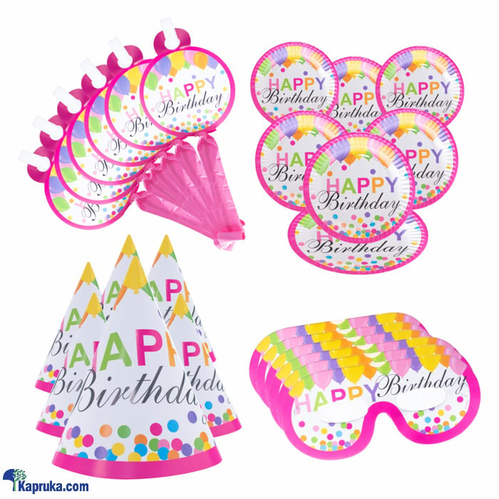 Birthday Decorations With 6 Plates, Hats, Paper Glasses And Whistles Online at Kapruka | Product# partyP00191