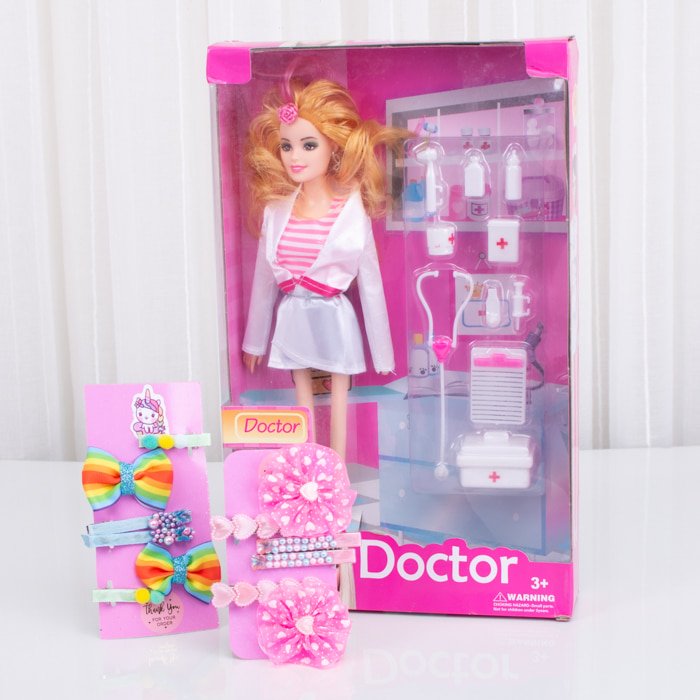 Little Cutie Gift Set With Barbie Doll And Hair Clips, Doctor Set, Birthday Gift For Girls, Kids Online at Kapruka | Product# kidstoy0Z1459