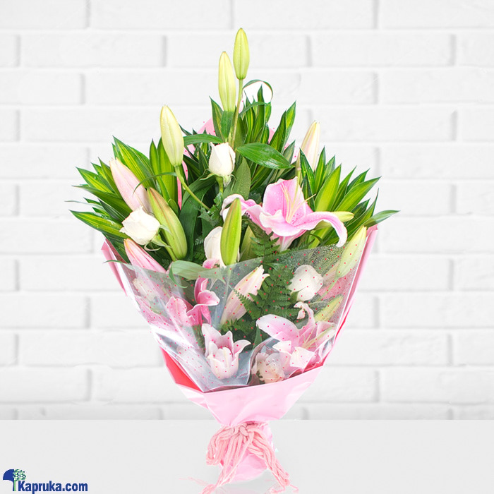 Pink Pleasure Boquet With Lilly And White Rose Online at Kapruka | Product# flowers00T1322