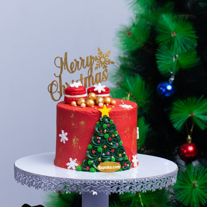 Holly Jolly Christmas Ribbon Cake Online at Kapruka | Product# cake00KA001373