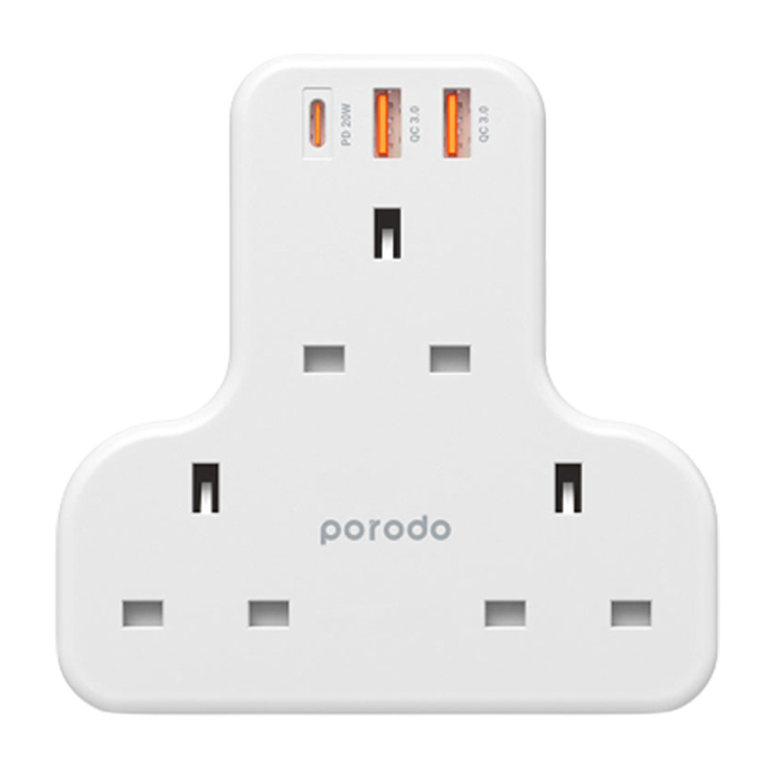 Porodo 3 AC Outlet Fast Charging USB Multi- Port Wall Socket Online at Kapruka | Product# elec00A4366