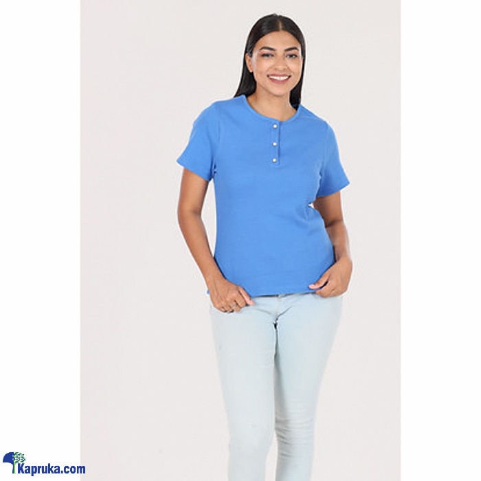 Rib Knit T- Shirt MT 281- Blue Online at Kapruka | Product# clothing05815