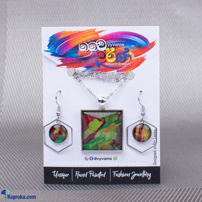 Vyvarna Stainless Steel Earring And Pendant Set With Cotton Cord Online at Kapruka | Product# fashion002885