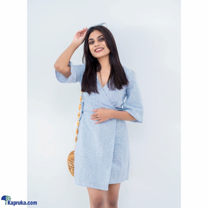 Dawn Wrap Dress- Blue Stripe Online at Kapruka | Product# clothing05835