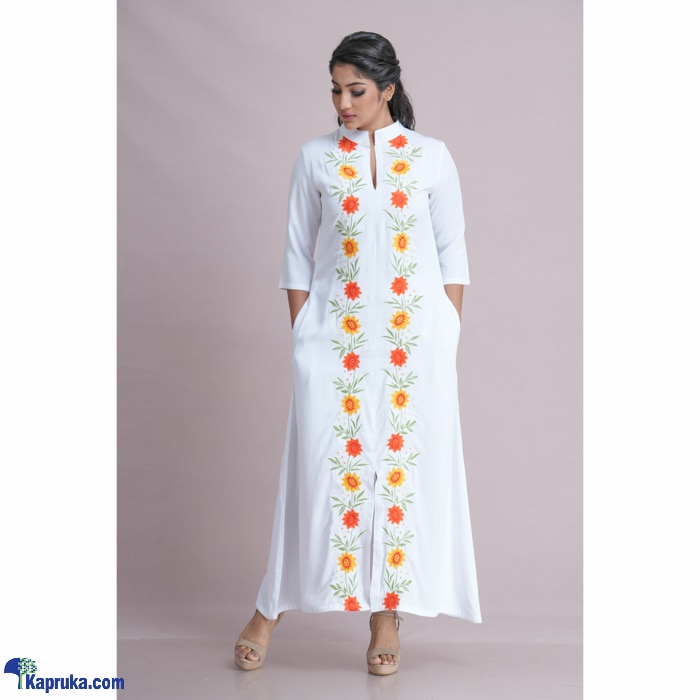 Twill Rayon Floral Embroidery Dress Online at Kapruka | Product# clothing05820