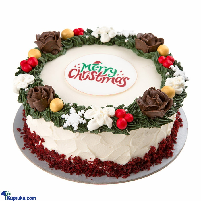 Sponge Christmas Themed Red Velvet Cake (750g) Online at Kapruka | Product# cakeSP00125