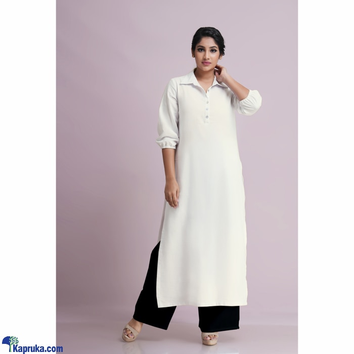 Linen Long Kurta With Puffed Sleeves Online at Kapruka | Product# clothing06012