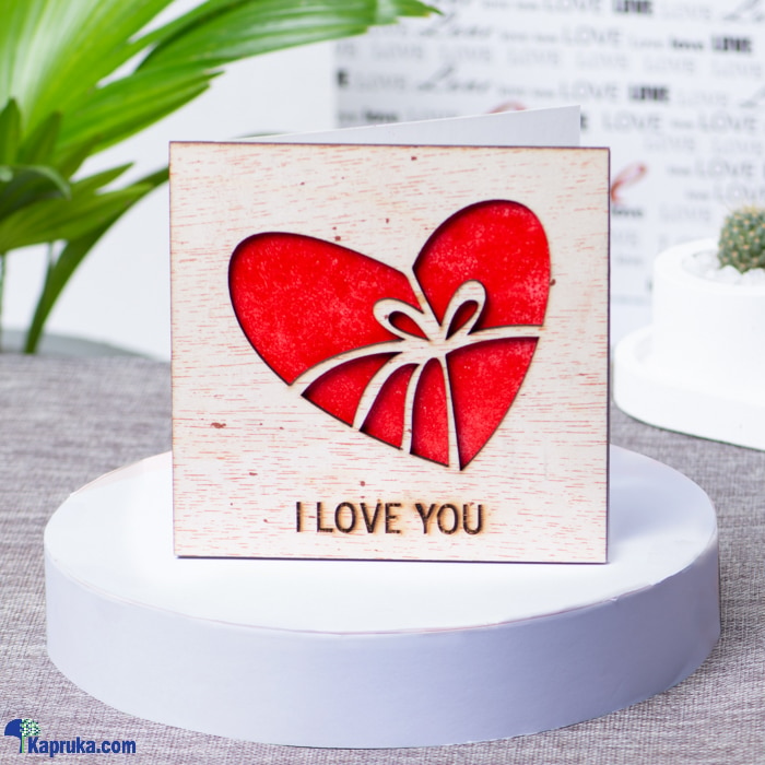 Sending My Love 'I Love You' Wooden Greeting Card For Valentine, Wife, Lovers Online at Kapruka | Product# greeting00Z2037