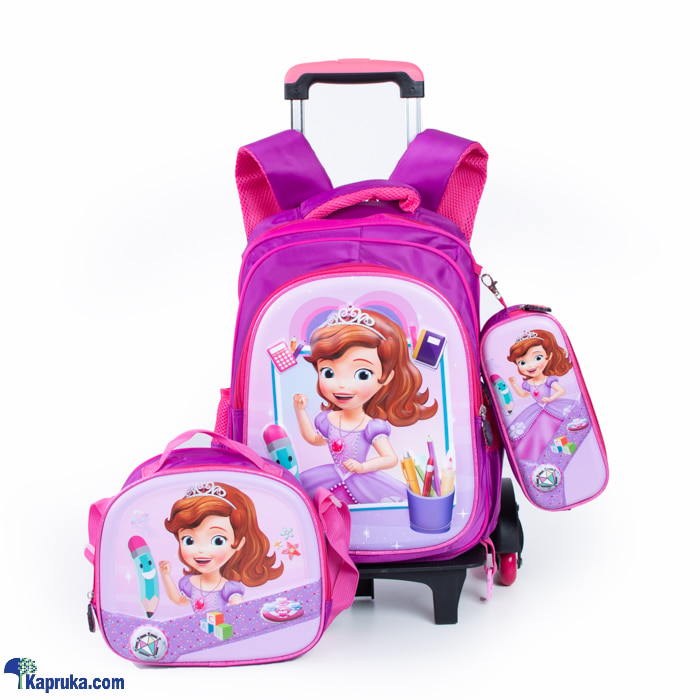 Princess Sofia 3 In 1 Trolley Bag, 2 Way School Bag, Sofia Back Pack With Lunch Bag And Pencil Case Online at Kapruka | Product# childrenP0947