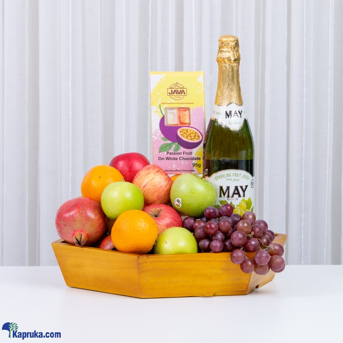 Classic Fruit And Goodies With A Classy Wood Tray - Fruit Basket Online at Kapruka | Product# fruits00191