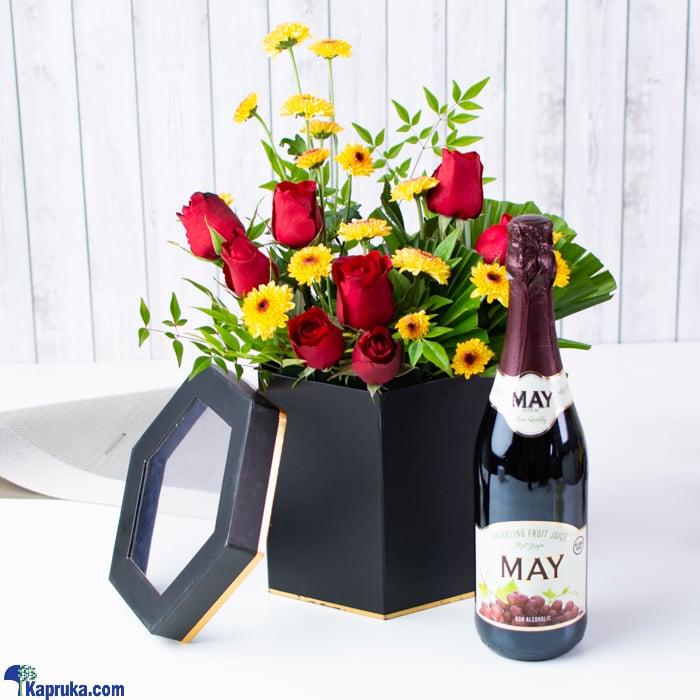 Hey Cupid! Blooms With Non Alcholic Wine Online at Kapruka | Product# flowers00T1357