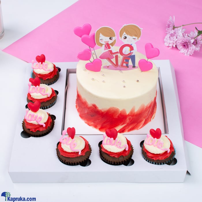 Best Buddies Of Love Cake With Cupcakes - 06 Pieces Online at Kapruka | Product# cake00KA001428