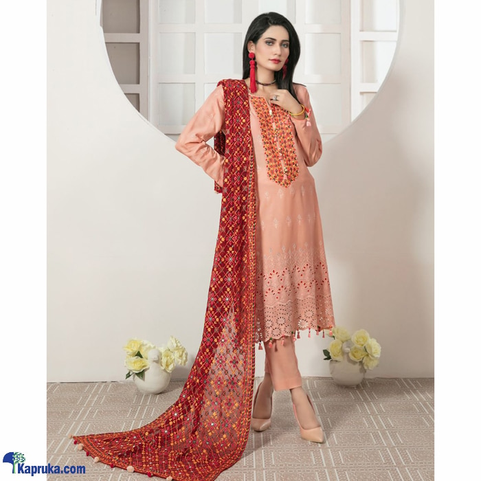 3 Piece Un- Stitched Fancy Polly Embroidered Chiffon Straight Cut Shalwars- 03 Online at Kapruka | Product# clothing06190