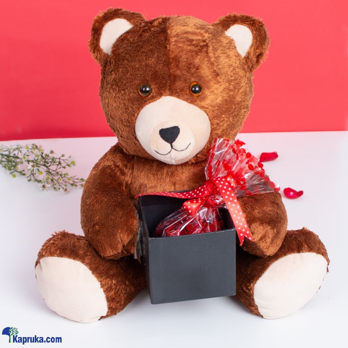 Lovable Teddy With 15 Chocolate Hearts Online at Kapruka | Product# chocolates001418