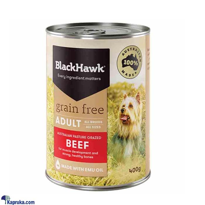 Black Hawk Adult Grain Free Beef Wet Dog Food Tin - 400g - BHC400- 1 Online at Kapruka | Product# petcare00117