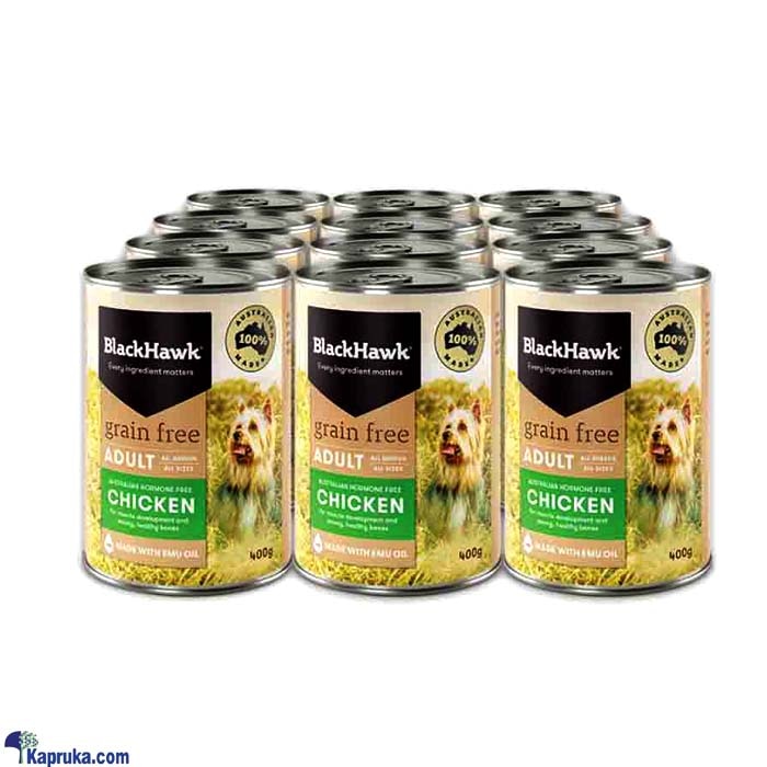 Black Hawk Adult Grain Free Chicken Wet Dog Food 12 Pack Tins - 12 X 400g - BHC401 Online at Kapruka | Product# petcare00123