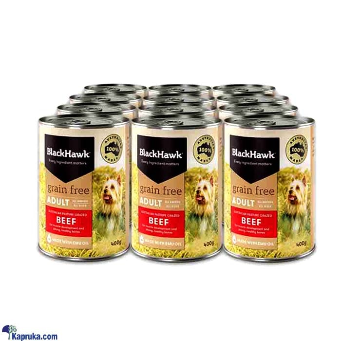 Black Hawk Adult Grain Free Beef Wet Dog Food 12 Pack Tins - 12 X 400g - BHC400 Online at Kapruka | Product# petcare00132