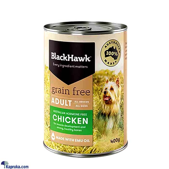 Black Hawk Adult Grain Free Chicken Wet Dog Food Tin - 400g - BHC401- 1 Online at Kapruka | Product# petcare00134