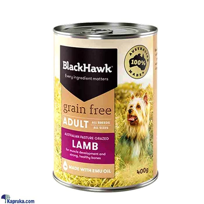 Black Hawk Adult Grain Free Lamb Wet Dog Food Tin - 400g - BHC402- 1 Online at Kapruka | Product# petcare00129