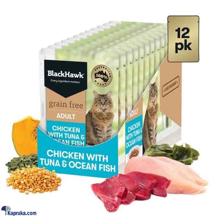 Black Hawk Adult Grain Free Wet Cat Food ? Tuna Ocean Fish And Gravy - 12 X 85g - BH503- 12 Online at Kapruka | Product# petcare00130