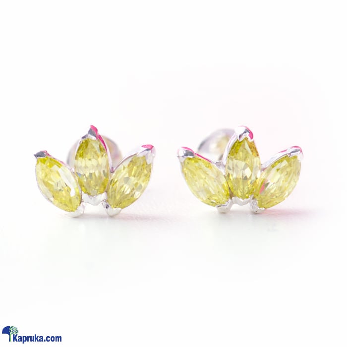 Petal Earstud In 925 Sterling Silver Studded With Light Green Cubic Zirconia Stones Online at Kapruka | Product# fashion0010005