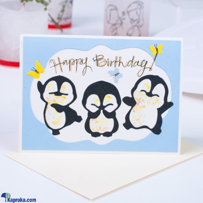 Three Little Penguins 'happy Birthday Handmade Greeting Card Online at Kapruka | Product# greeting00Z2058