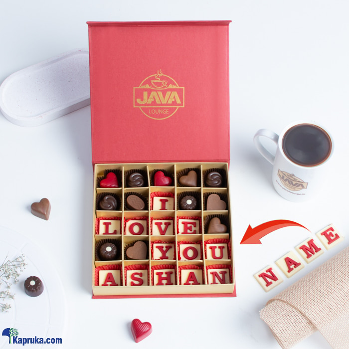 Java I Love You 25 Piece Chocolate Box With The Customized Name Online at Kapruka | Product# chocolates001430