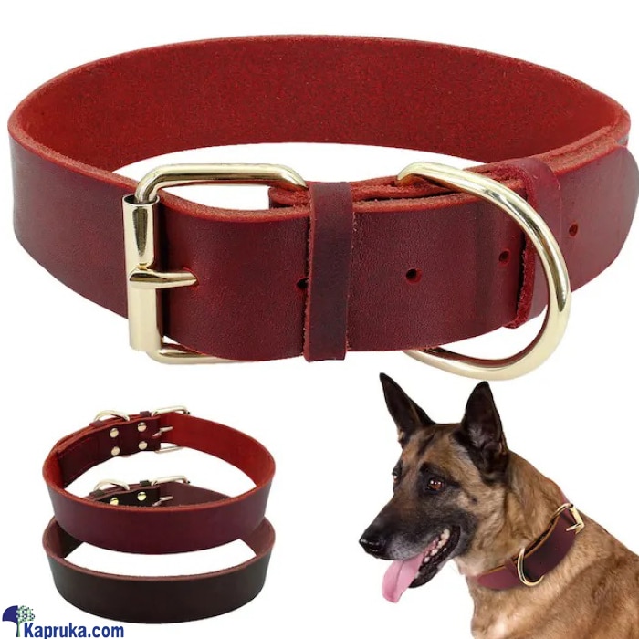 Adjustable Thick Natural Leather Dog Neck Collar Clip Clasp Hard Necklace Pet Puppy Dogs Collars Safety Belt Strap Accessory Metal Release Buckle - Small Online at Kapruka | Product# petcare00157_TC1