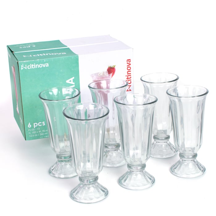 Footed Ice Cream Cups, Classic Sundae Style Glass Cups, Thick And Durable, For Sundaes, Milkshakes, Ices, Desserts, Set Of 6 Dessert Glasses. Online at Kapruka | Product# household00550