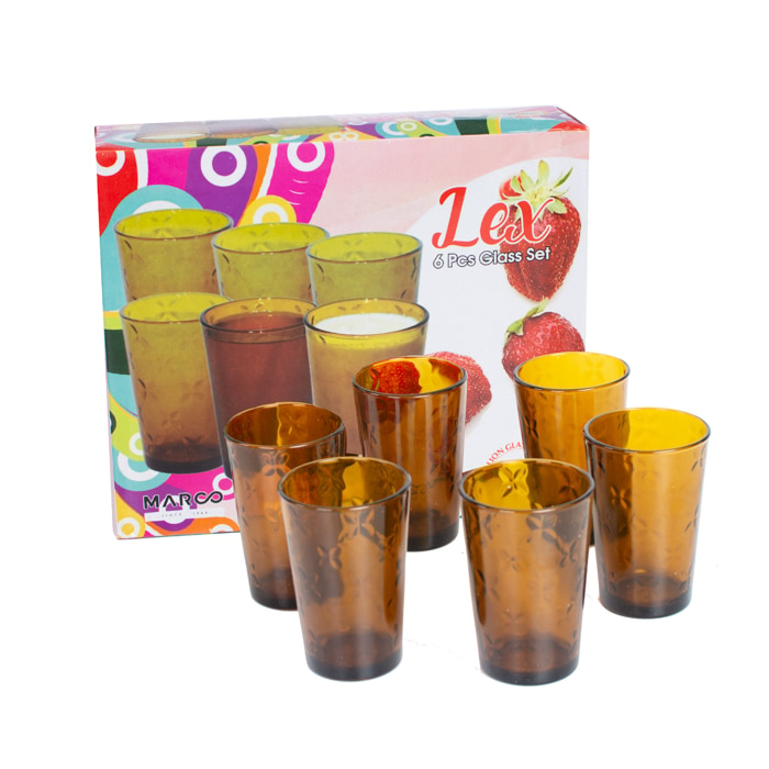 Drinking Glasses, Fruit Juice Glasses, Glass Water Tumblers, Cocktails, Set Of 6 Pcs, Online at Kapruka | Product# household00551
