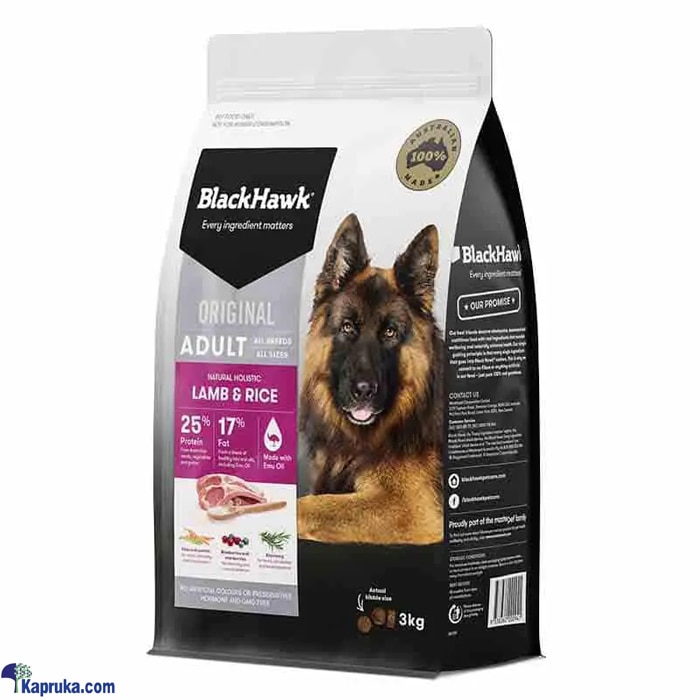 Black Hawk Lamb And Rice Adult Dog Food 3kg Online at Kapruka | Product# petcare00174