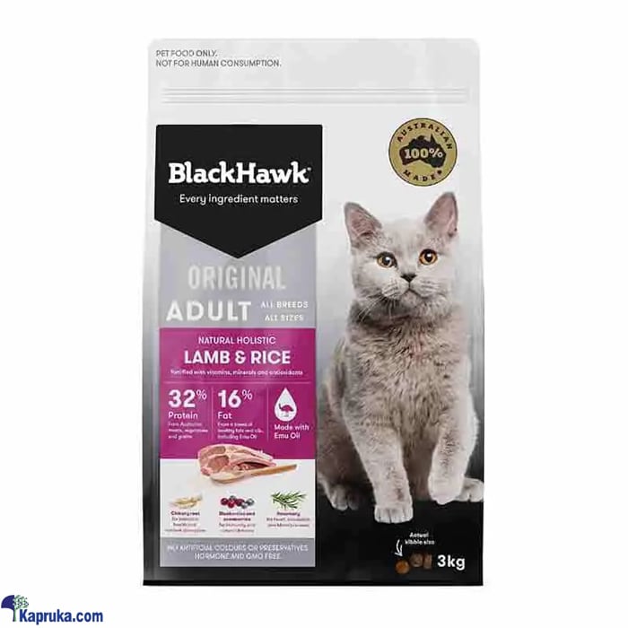 Black Hawk Cat Food Lamb And Rice 3kg Online at Kapruka | Product# petcare00176